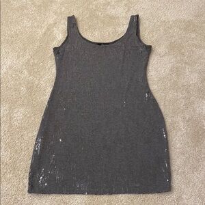 Gray Sequin Sleeveless Dress